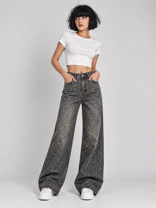 Pantalones vaqueros de patchwork con estrellas