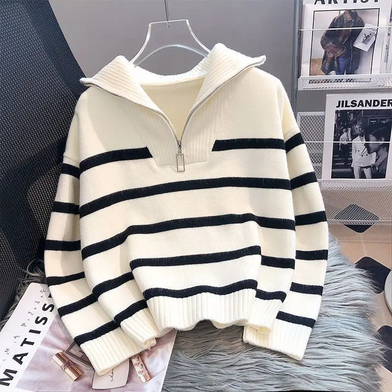 Jersey Elise de Rayas con Cremallera