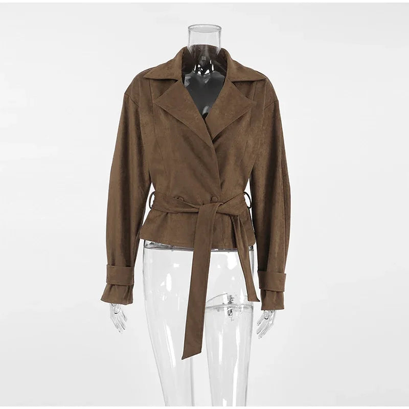 Chaqueta Retro Marrón Efecto Ante